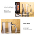 Household Heat-Resistant Glass Beer Mug with Handle, Transparent Beer Mug